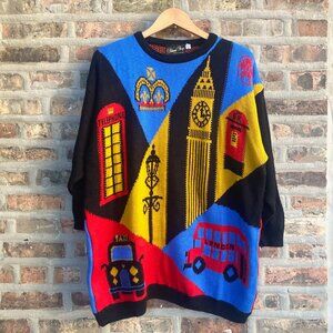 Vintage Selena Faye Graphic London Sweater Jumper 80s Icons Women's L